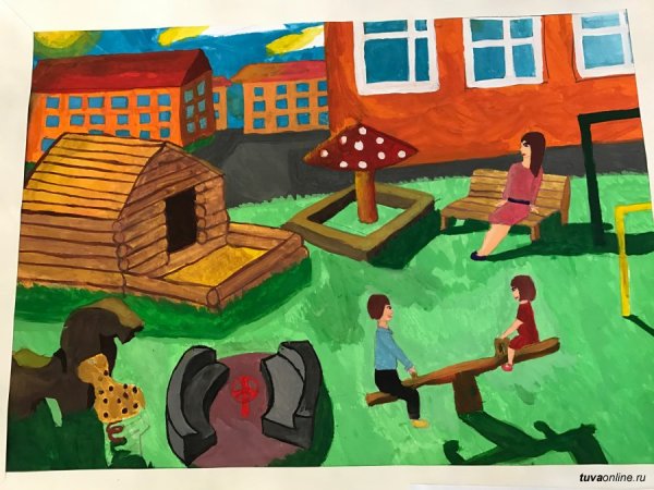 Рисование на тему детская площадка
