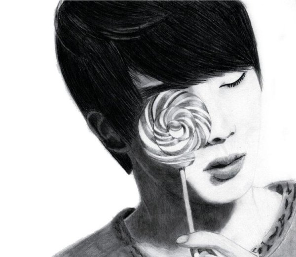 Кореянка рисунок акварелью