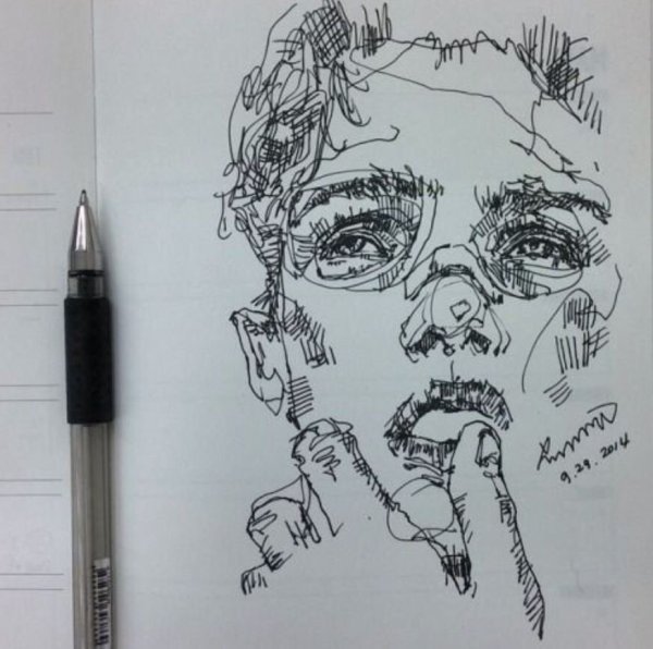 Скетчи гелевой ручкой