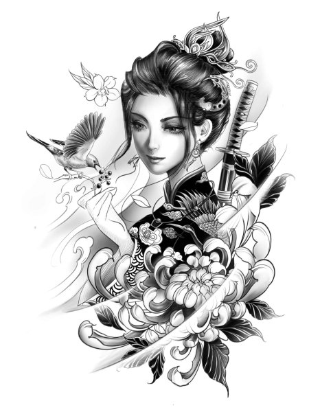 Эскизы тату Япония гейша