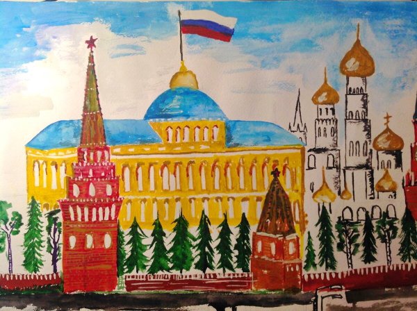 Кремль акварель