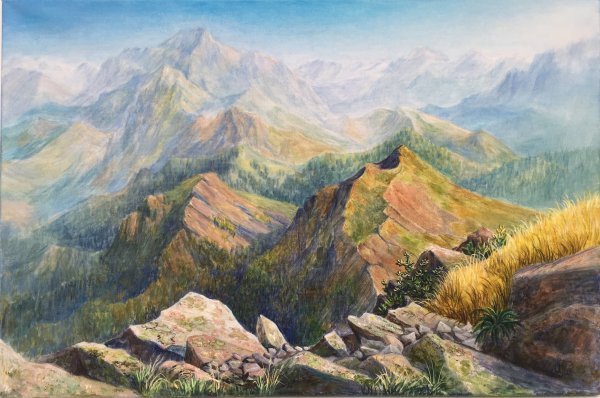 Живопись маслом горы Кавказа