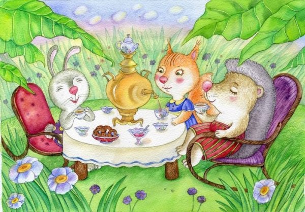 Чаепитие иллюстрации