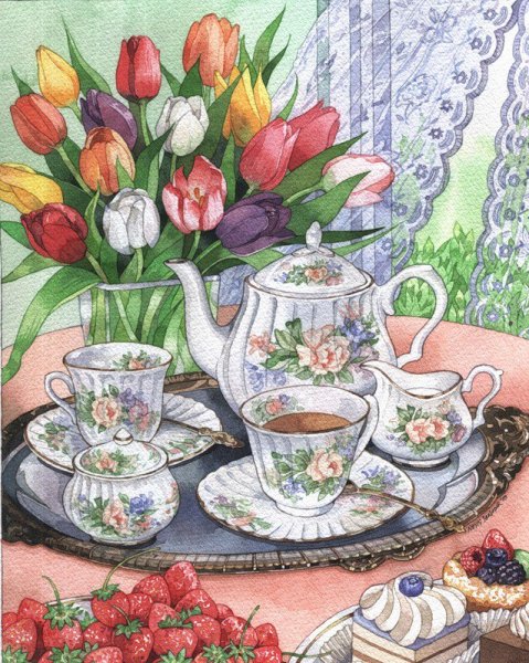 Вышивка чаепитие