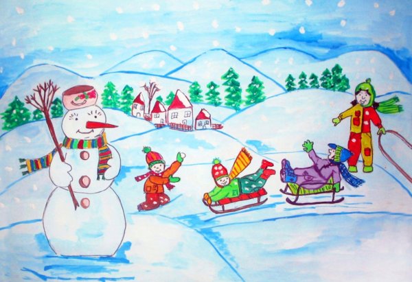 Зимние рисунки для детей