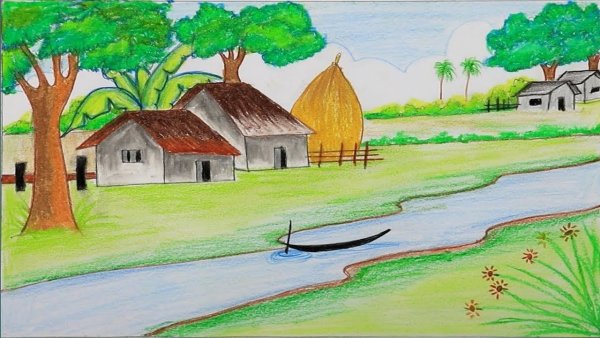 Деревенский пейзаж легкий