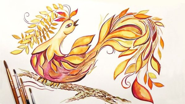 Детские рисунки Жар птицы