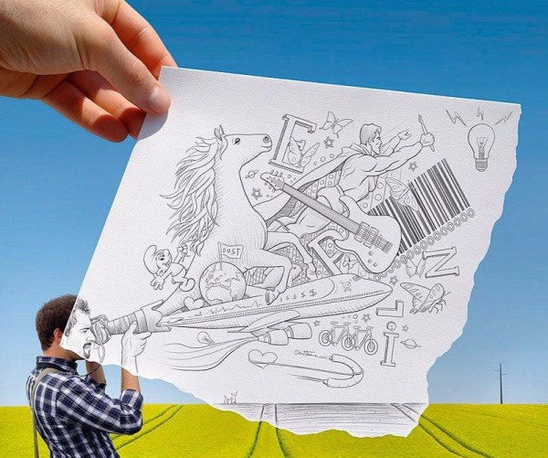 Бен Хайне карандаш против камеры