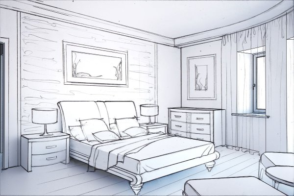 Набросок интерьера комнаты