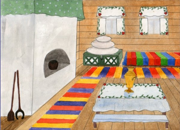 Русская изба рисунок