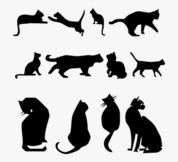 Черная кошка силуэт