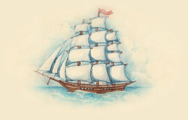 Корабль цветными карандашами