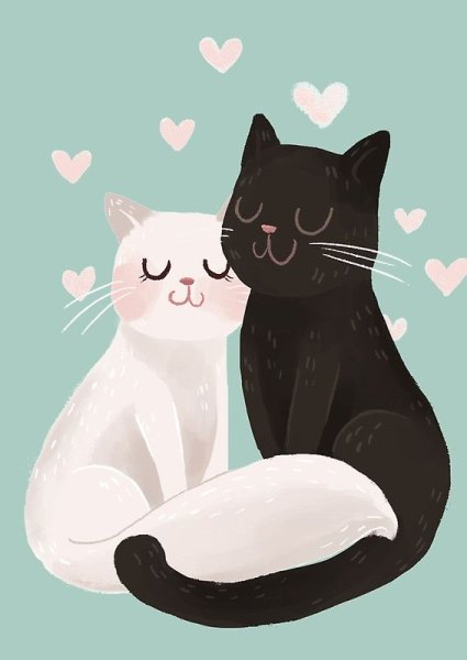 Коты обнимаются арт