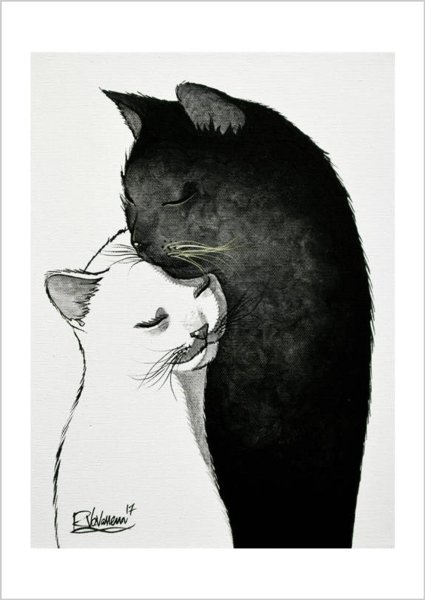 Лисичка обнимает котика