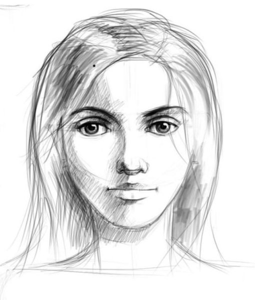 Зарисовка лица девушки