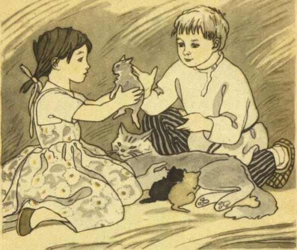Рисунок к произведению котенок Льва Николаевича Толстого