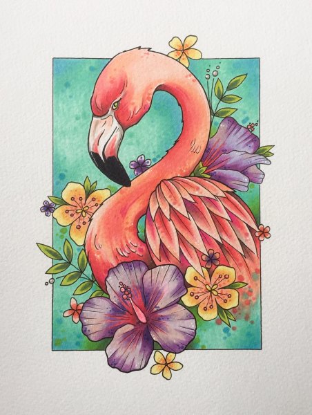 Правополушарное рисование Фламинго