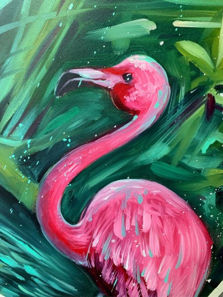 Фламинго акварелью