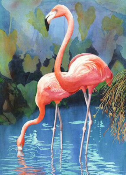 Фламинго сухой пастелью