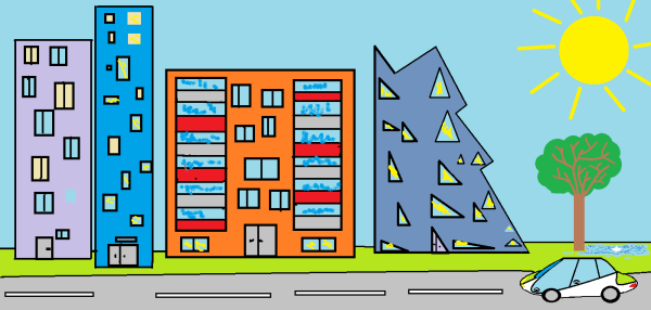 Рисование городских домов для детей