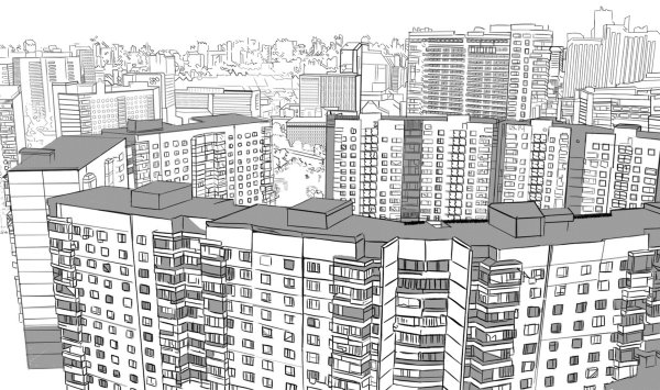 Нарисованные многоэтажки