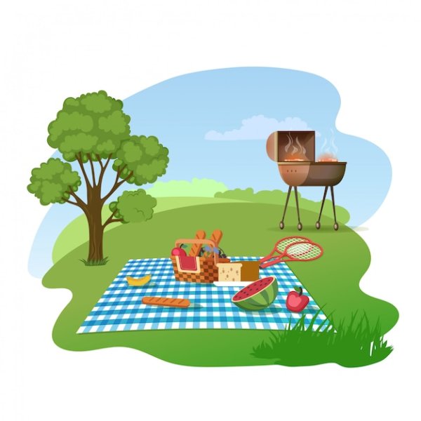 Дети на пикнике иллюстрация