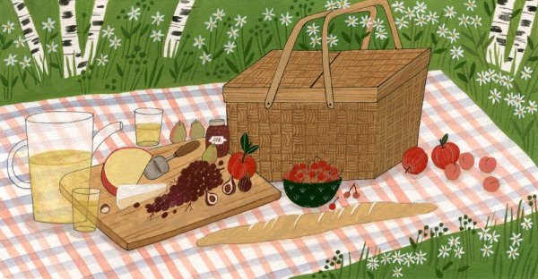 Дети на пикнике иллюстрация