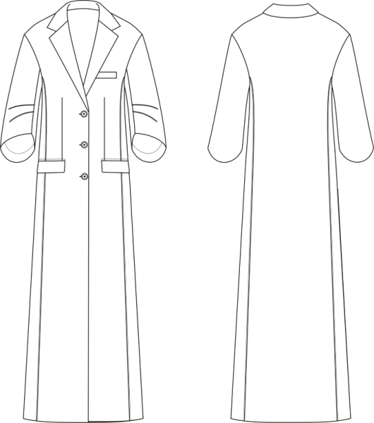 Длинное пальто эскиз