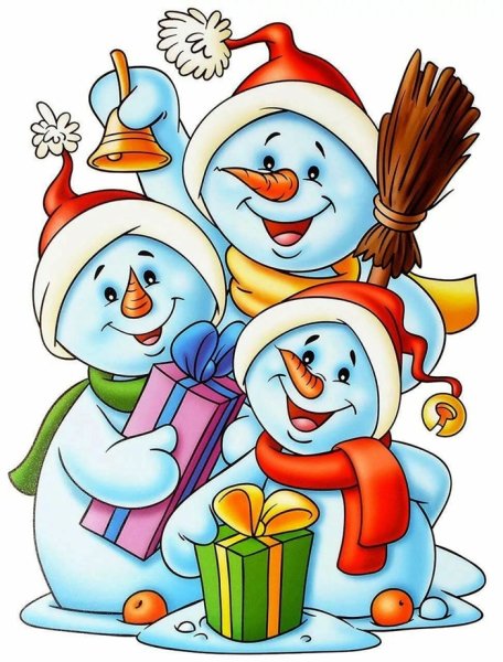 Разноцветные Снеговики