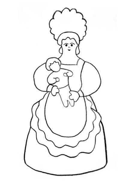 Дымковская барышня Водоноска раскраска