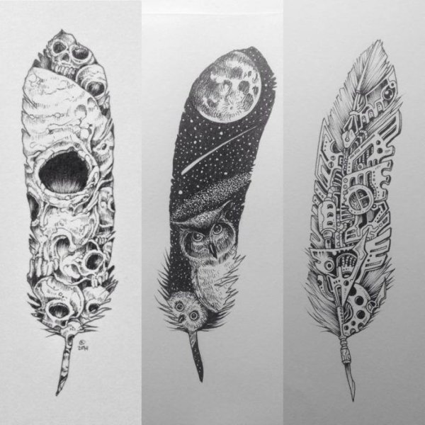 Перо тату эскиз
