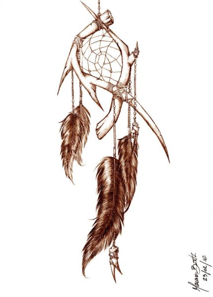 Индейский Ловец снов тату