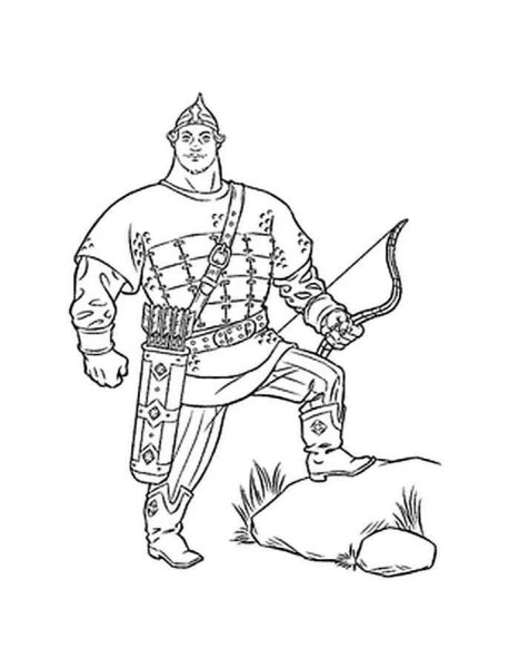 Раскраска богатырь Добрыня Никитич