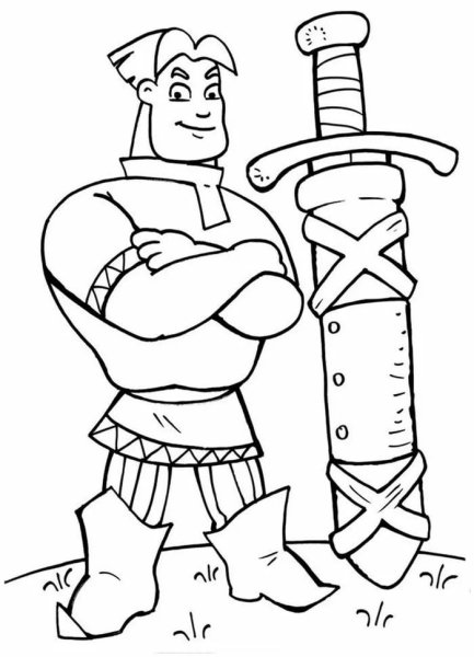 Рисунок богатыря карандашом 4 класс