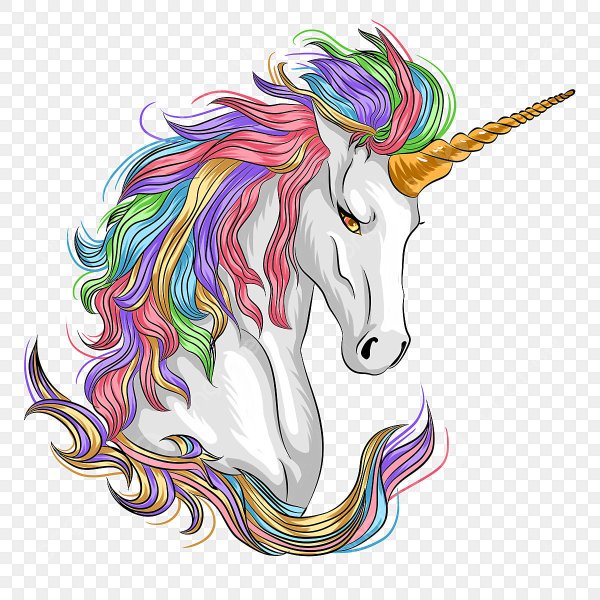 Голова единорога на белом фоне