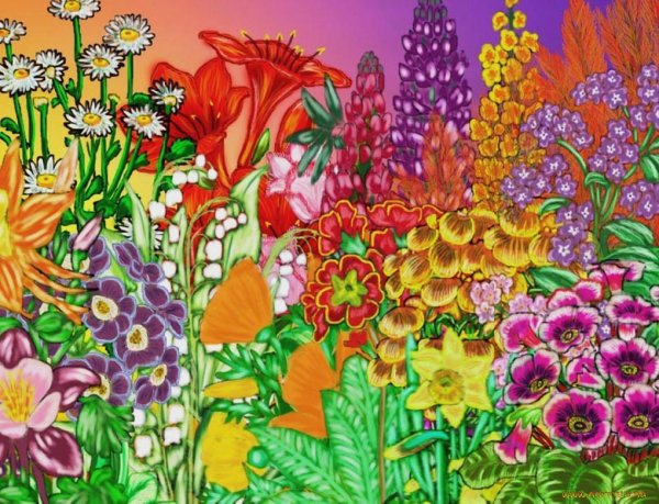 Рисование Поляна цветов
