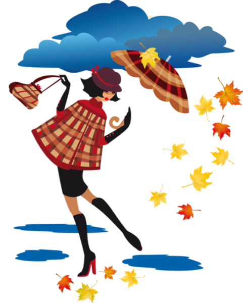 Осенние девушки на прозрачном фоне