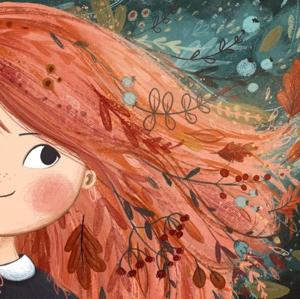 Девушка осень акварель