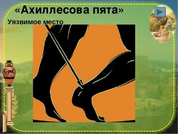 Античная мифология ахиллесова пята