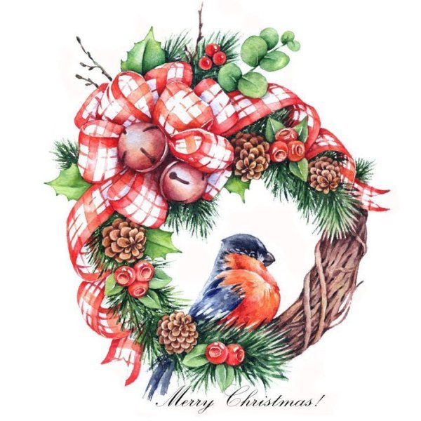 Рождественские венки акварель