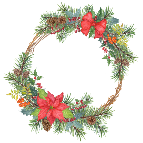 Рождественский акварельный венок