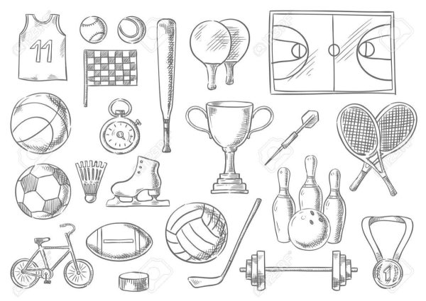 Спортивный инвентарь рисовать