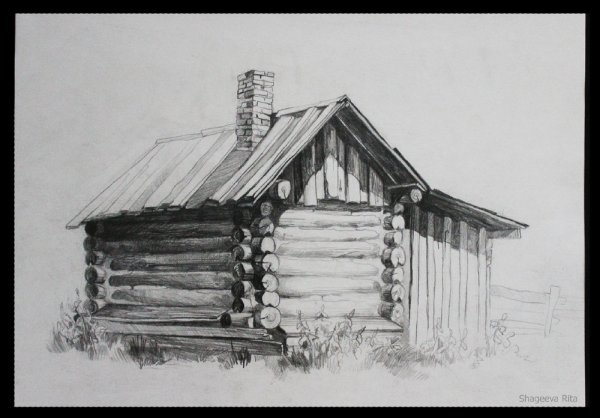 Русская изба рисунок
