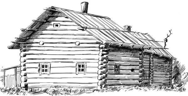 Мультяшный деревянный домик