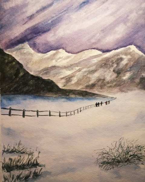 Иллюстрация к стихотворению Лермонтова горные вершины спят во тьме