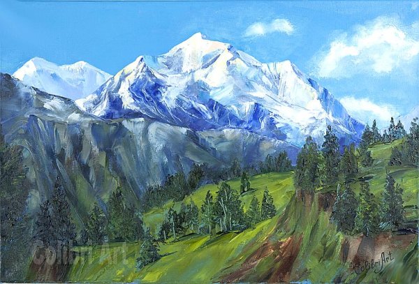 Горные вершины маслом
