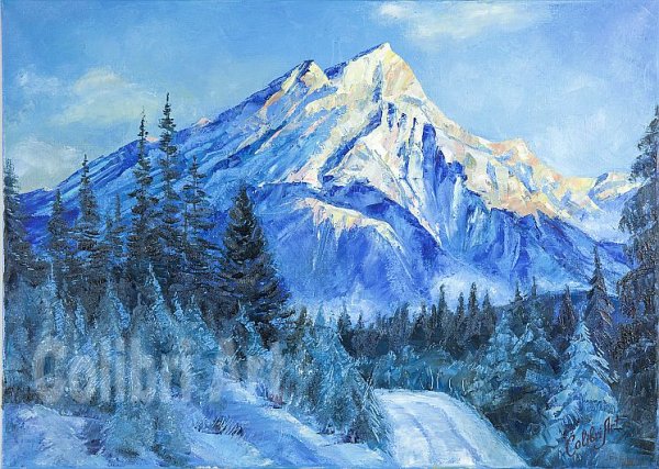 Снежные горы маслом