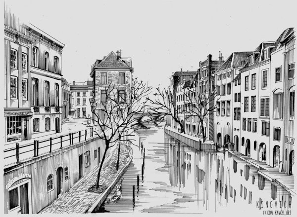 Архитектурный пейзаж в графике