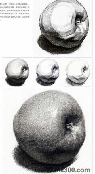 Фрукты штриховка карандашом