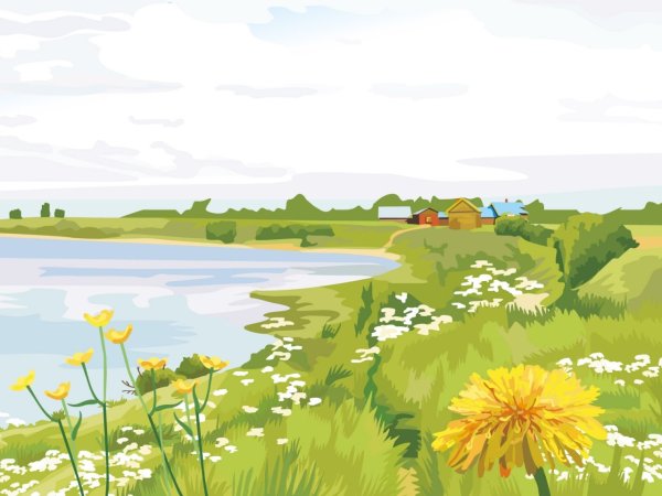 Пейзаж лето мультяшный